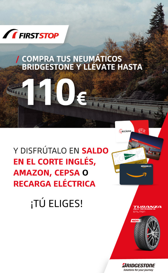 Llévate hasta 110€ con tu cambio de neumáticos Bridgestone